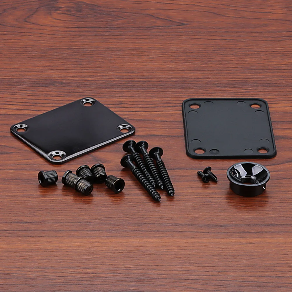 

Professional Guitar Bass Parts Durable Metal Neck Plate and String Ferrules Set Easy Installation for Musicians