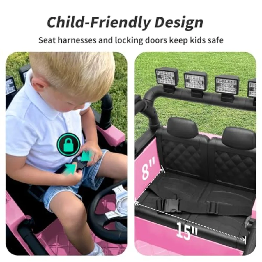 乗用玩具 12V 電動カー リモコン付き LEDライト - ライトピンク