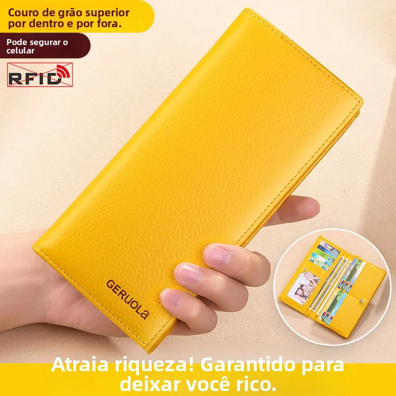 top-layer-cowhide-long-wallet-women's-genuine-leather-soft-leather-anti-magnetic-casual-handbag-square-ape-card-holder