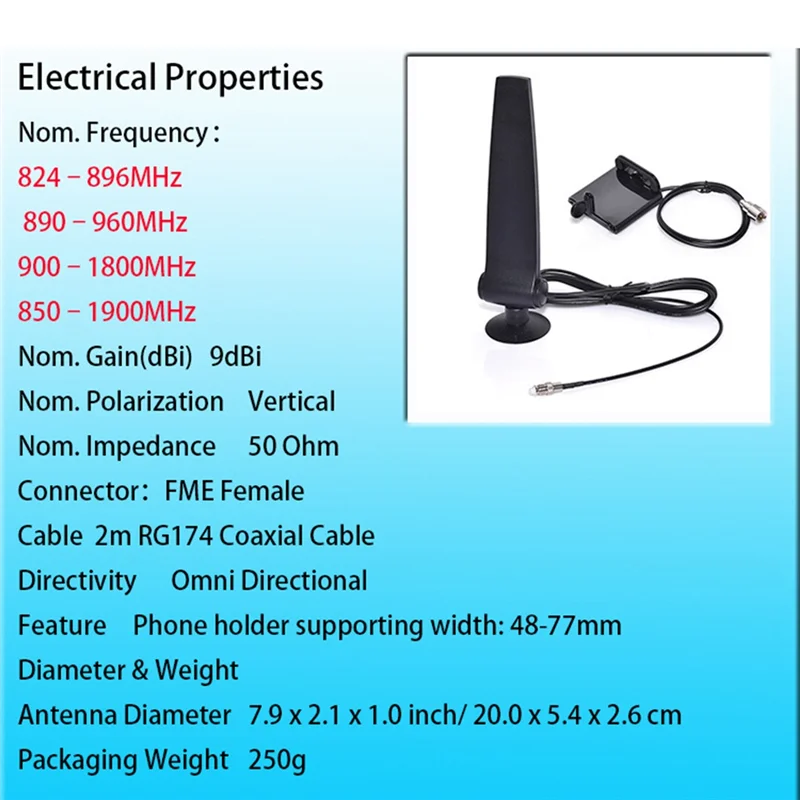 T88C Phone Holder with Cellphone Signal Booster Amplifier Aerial GSM CDMA 3G 4G LTE Antenna FME Connector for Mobile Router