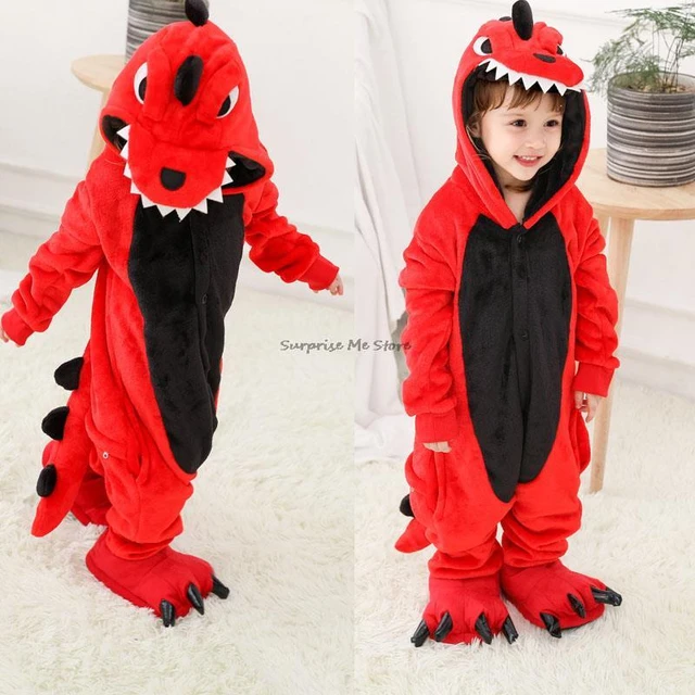 Red Dinosaur Onesie Kids Kigurumi Pajama Baby Girls Animal Overalls Jumpsuit Cartoon Cosplay Costume Sleepwear Boy Pyjama Pijama AliExpress