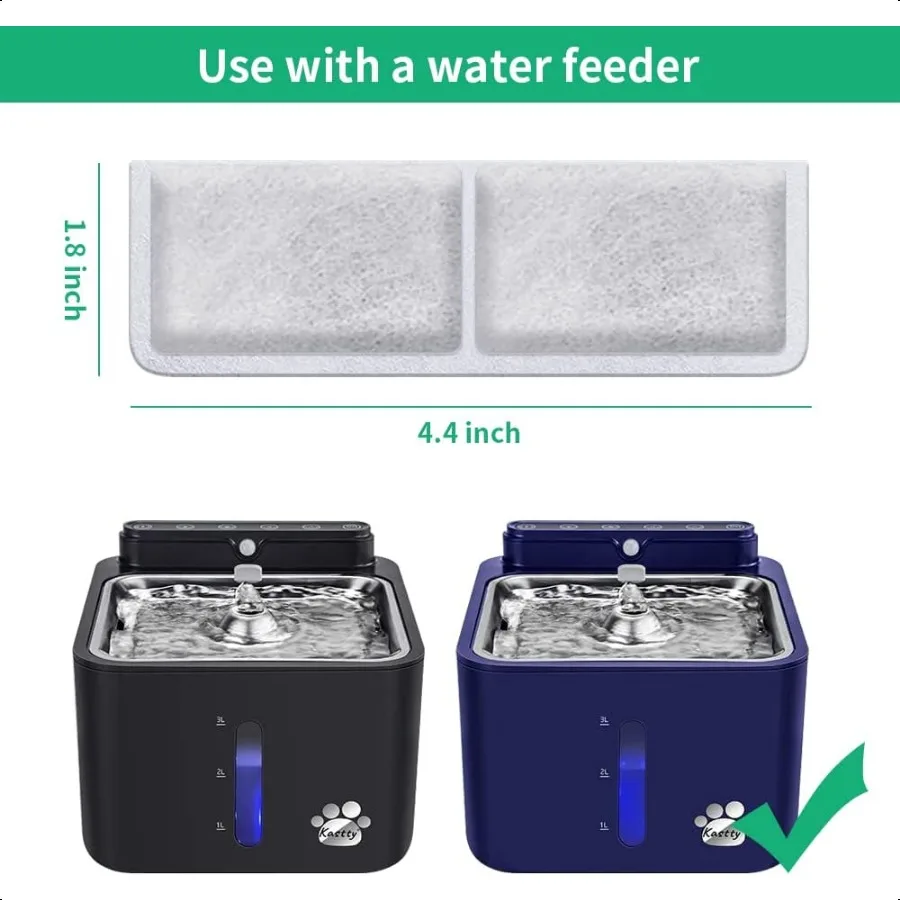 Paquet de 8 filtres de remplacement et filtres à pompe pour fontaine d'eau pour chat à piles en charbon actif et aliments en coton PP