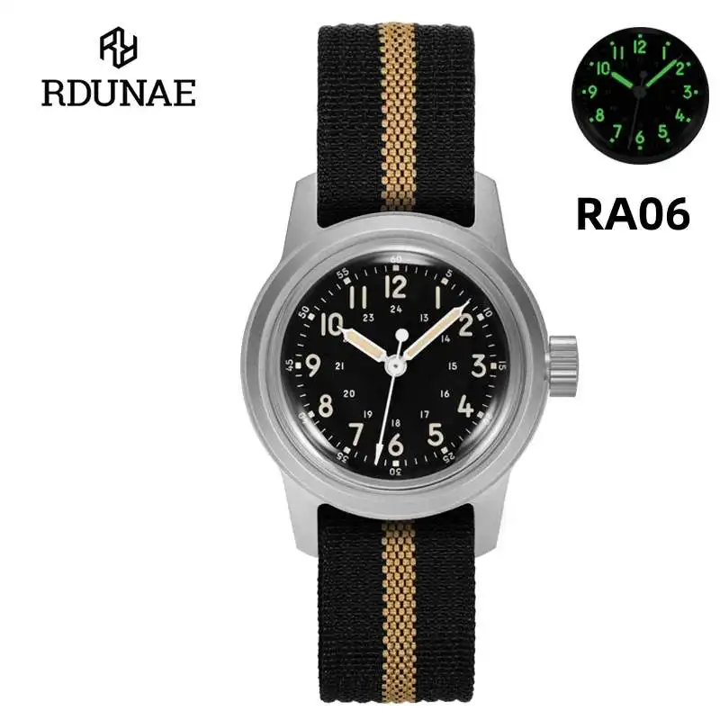 RDUNAE RA06 Watch Vintage Military Quartz Watch Miyota Super 2035 K1 Mineral Glass Stainless Steel Waterproof Men Watches