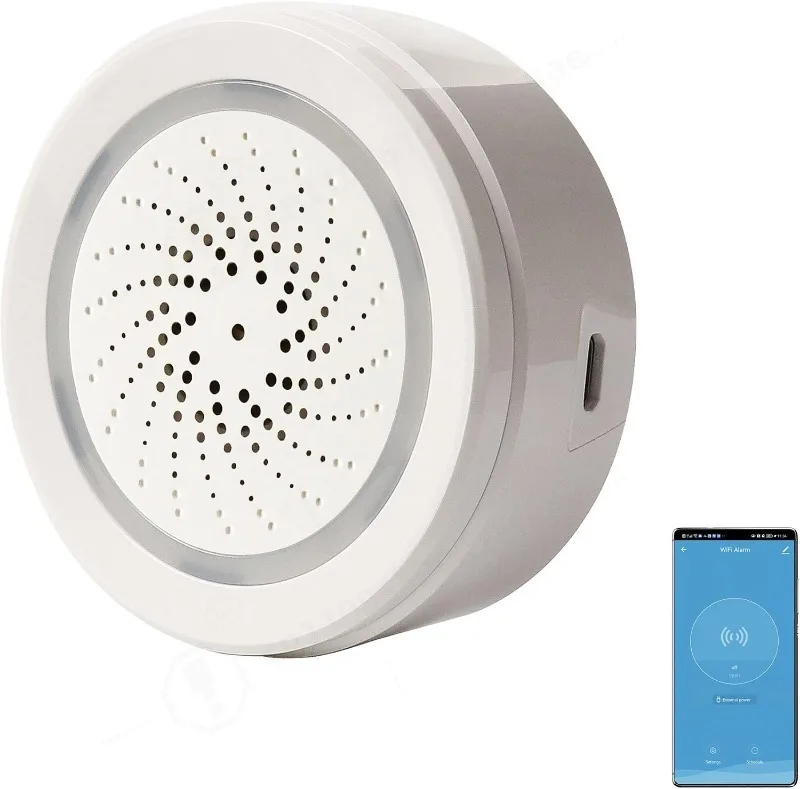 Smart WiFi Siren Alarm,100dB ABS, Sound & Light Alert, for Home Security, Wireless Tuya App Control