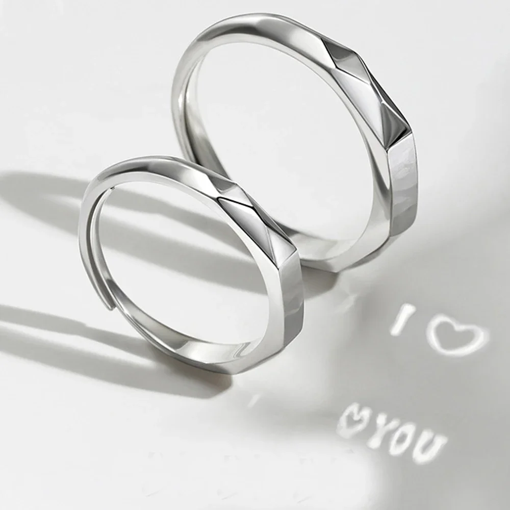 Projection Couple Adjustable I Love You Engagement Wedding Ring for Girlfriend 925 Sterling Silver Promise Ring for Her Him