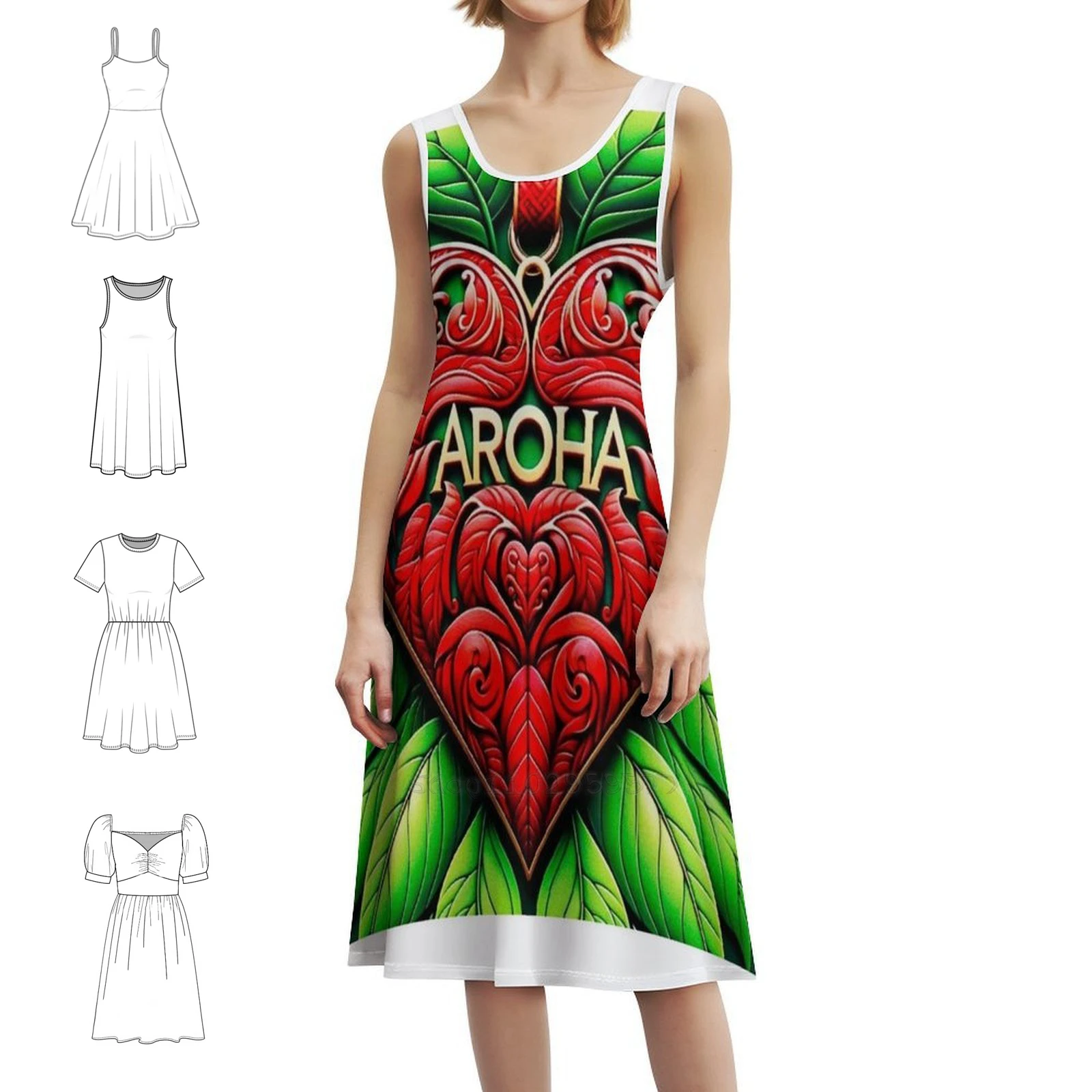 

Женское уличное праздничное платье Aroha Maori Love Heart, модная клубная одежда с принтом для женщин, Aroha Heart Love Romance Maori Koru