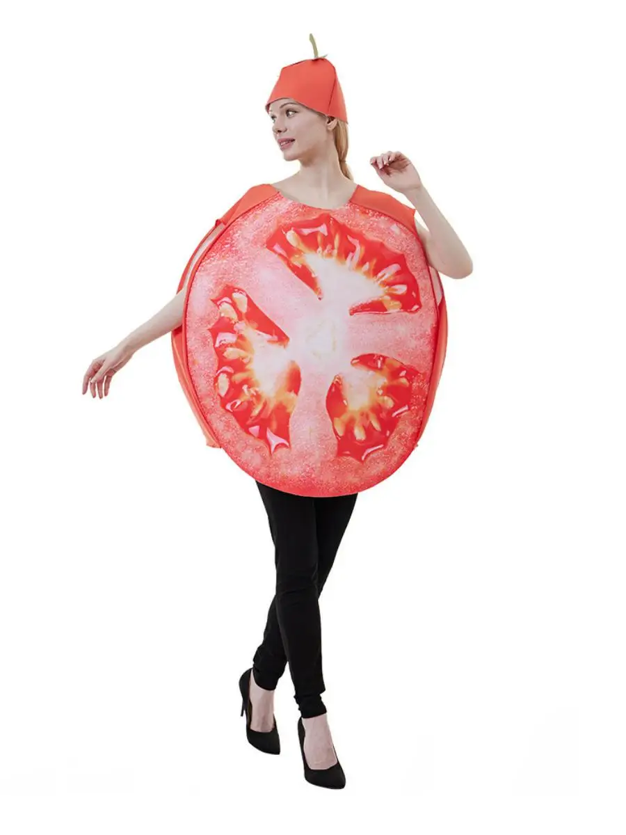 Halloween Fruit Slice Speelkostuum Volwassen Groente ato Stage Performance Pak ato Cosplay Jumpsuit Polyester Materiaal