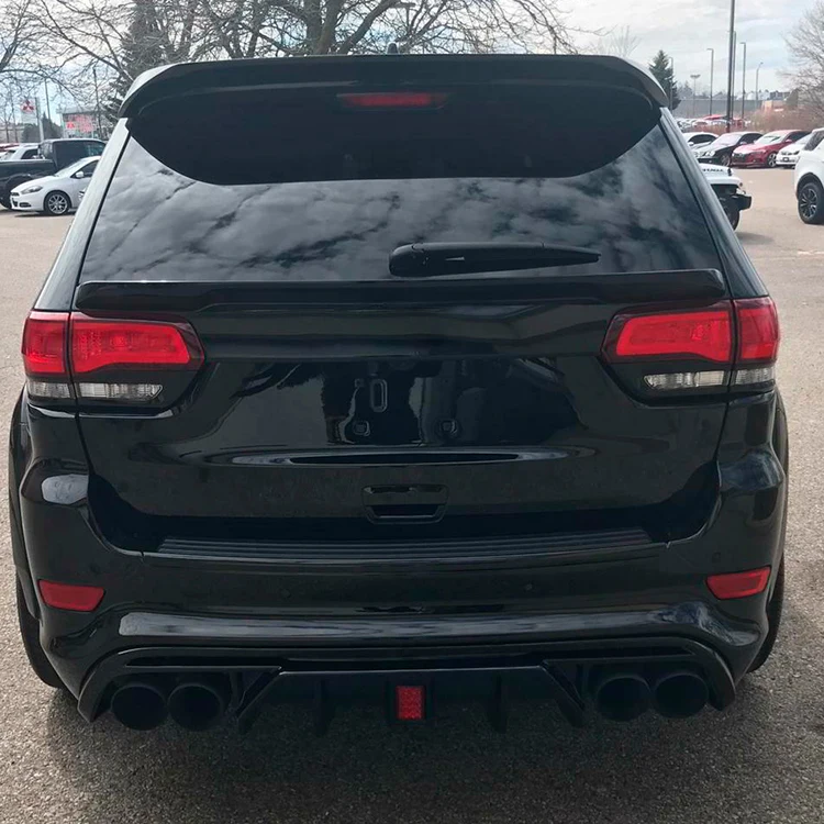 2013-2020 For Jeep Grand Cherokee Rear Roof&Mid Spoiler Trunk Wing Lip Glossy Black/Carbon Fiber Look By ABS Body Kit Decoration