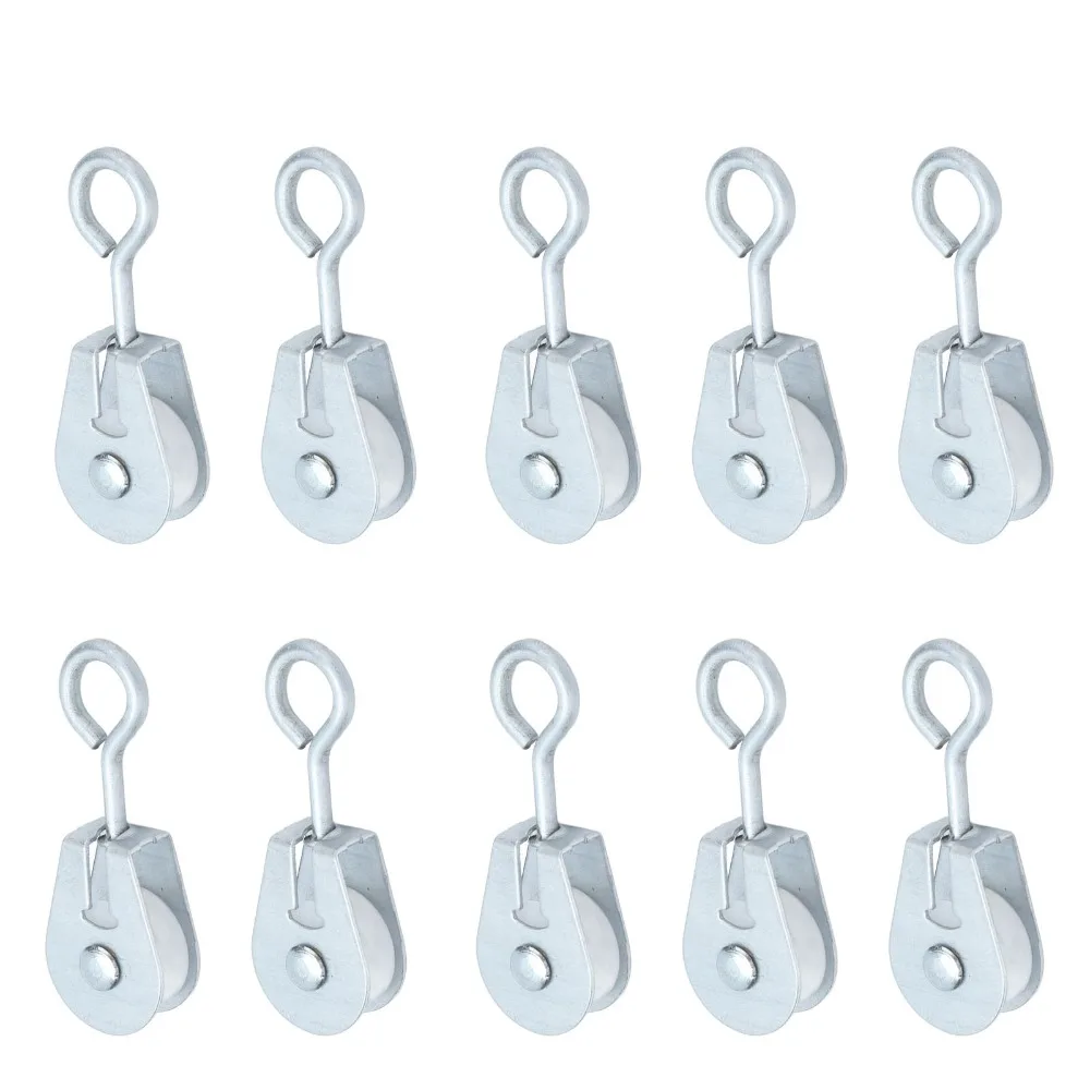 25pcs Zinc Plated Iron Zinc Plated Iron Pulley Plastic Silver Greenhouse Rope Sliding Hardware Grooved Cavity