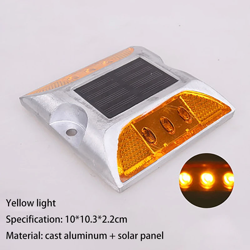 Solar Reflector Road Lights Stud LED Parking Light Road Reflector Rear Warning Lamps Aluminum LED Flashing Spike Anchor