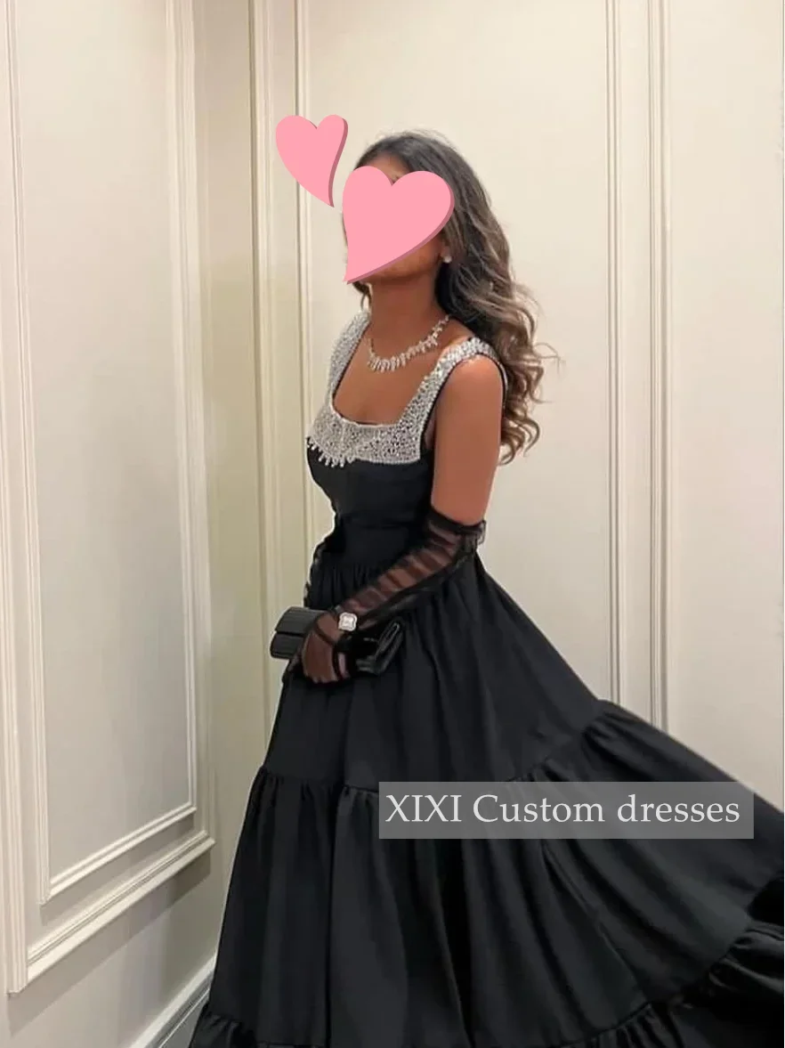 XIXI Customized Luxury Evening Dresses A-Line Off-The-Shoulder Neckline Beadings Zipper Up Beadings Prom Dresses Floor-Length