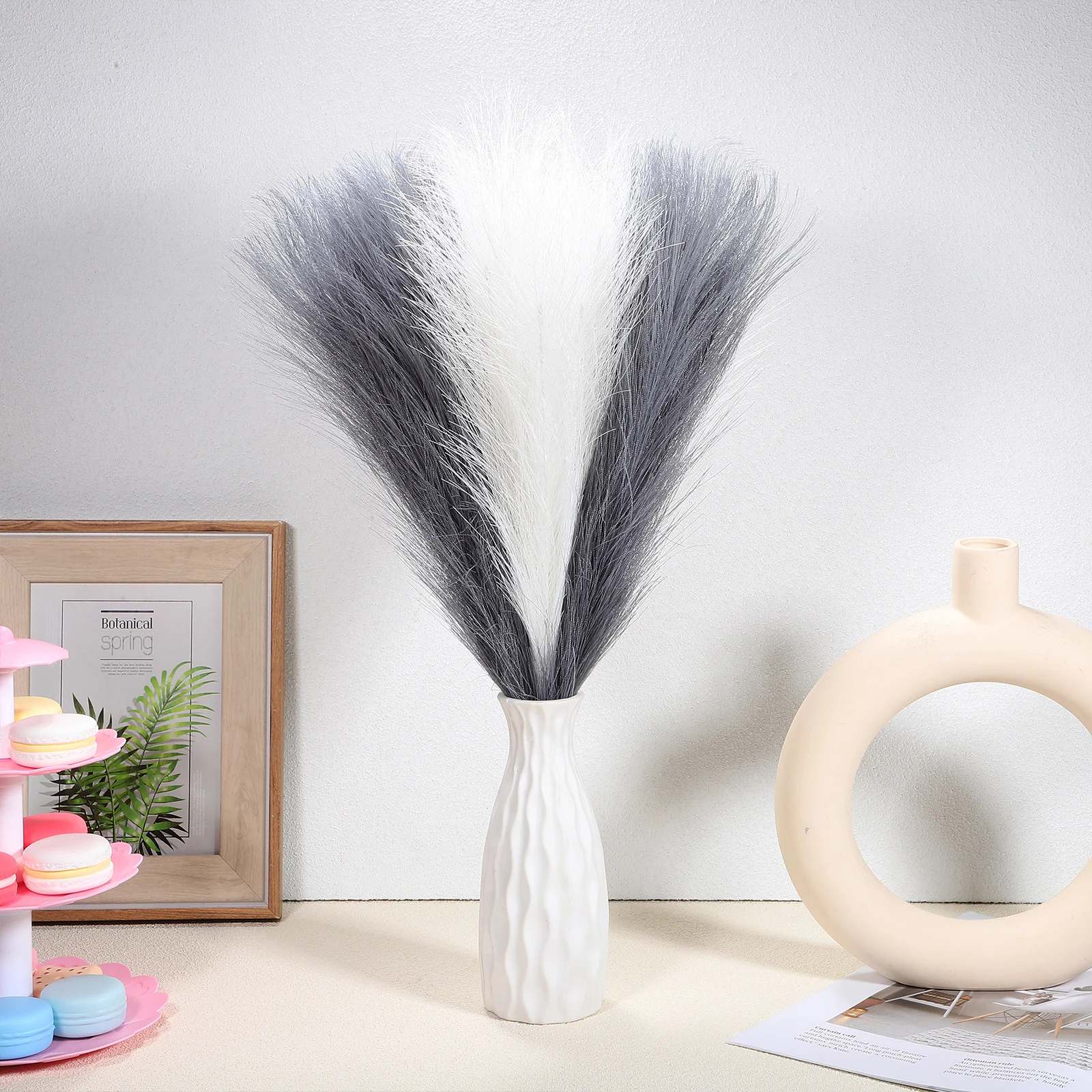 

6 pcs Pampas Pampas Bouquets Grass Short Stems Faux Dried Branches Home Living Room Wedding Table Decoration