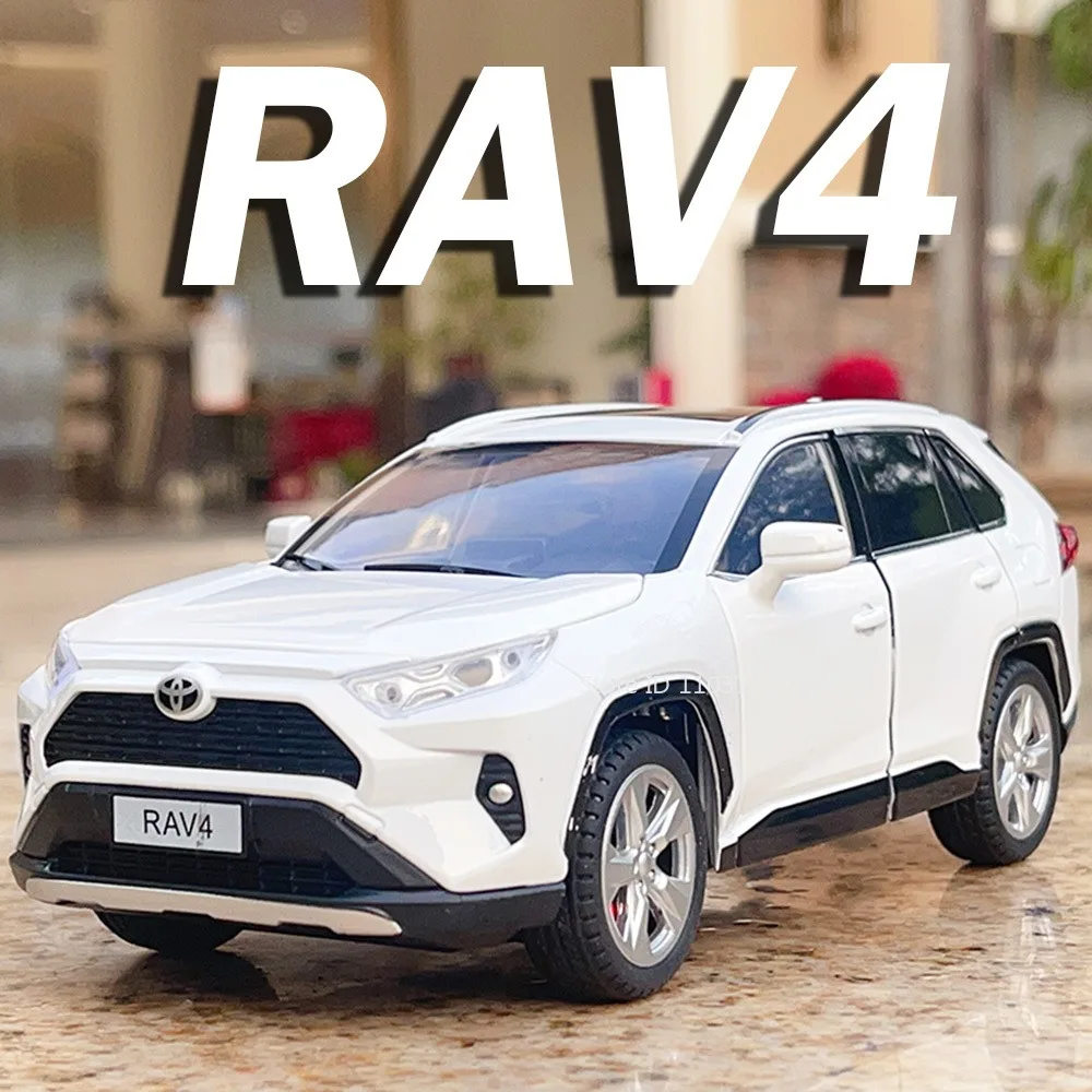 1:24 RAV4 Sienna FJ Cruiser Model Toy Cars Alloy Diecast Miniature Vehicles Doors Opened Pull Back Sound Light for Kids Gifts