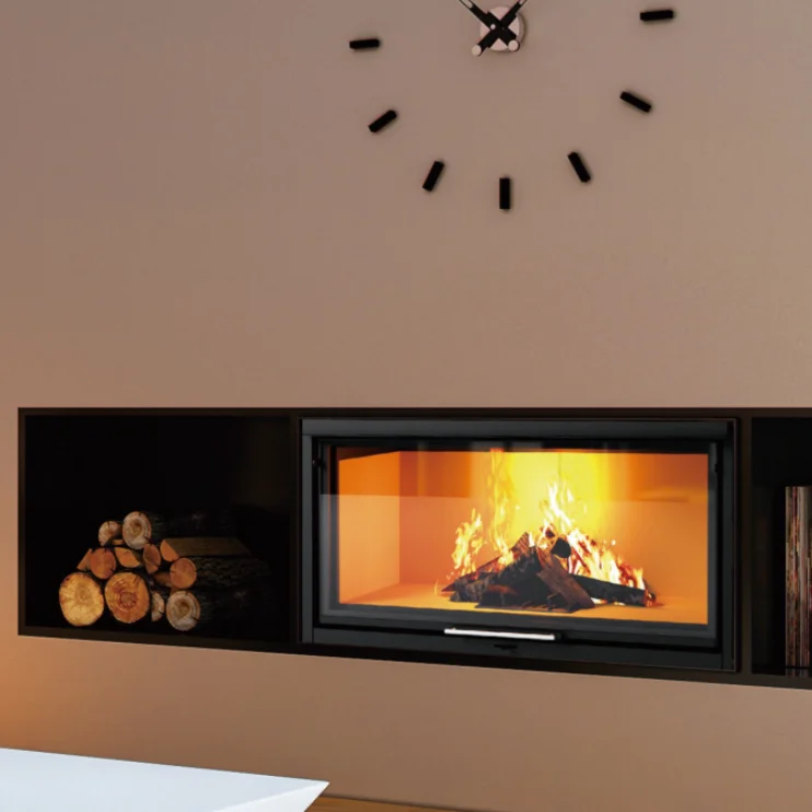 Fireplace Modern Design Cast Iron Freestanding Fireplace Gas And Wood-Burning Stove With Firewood Storage For Villas