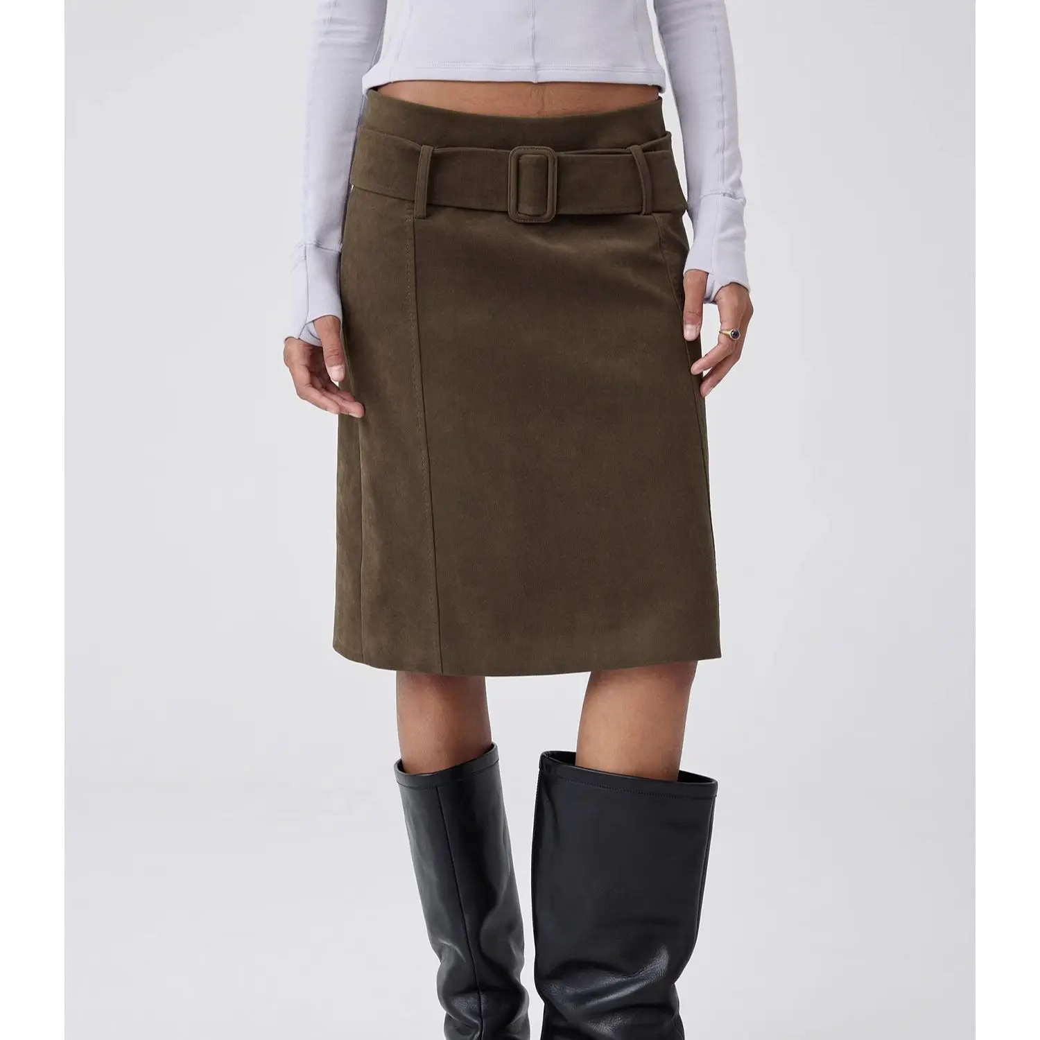 New American Retro Fashion Skirt Women Spring Autumn Low Waist Casual A-line Solid Color Straight Tube Skirts Party Jupe