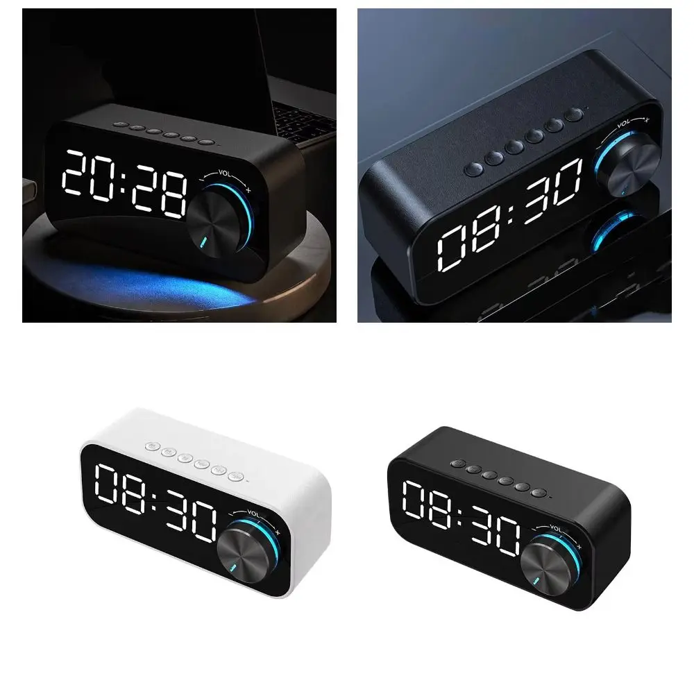 

High Volume Bluetooth Speaker Small Size Portable Design Mini Alarm Clock Wireless Connectivity Subwoofer
