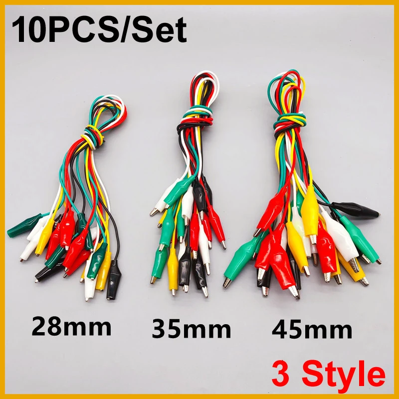 10PCS 30cm 28/35/45MM Alligator Clips Electrical Test Leads with Alligator Clips, Stamping Jumper Wires for Electrical Testing