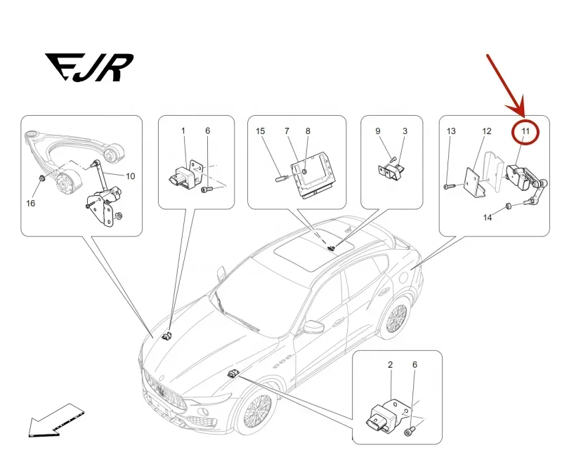 REAR VEHICLE HEIGHT SENSOR For Maserati Levante Part Number: 670037527