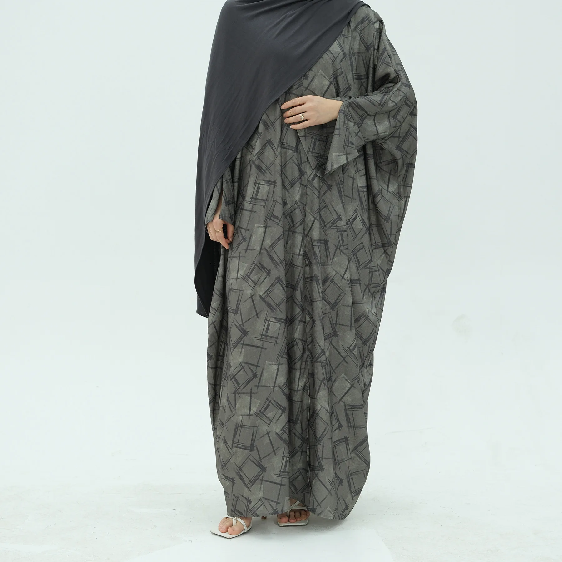 Luźny Drukowany Muzułmański Abaja Kimono Kardigan Codzienne Otwarty Abaja dla Kobiet Dubaj Luksusowy Islamski Kaftan Arabski Szlafrok Femme Musulmane