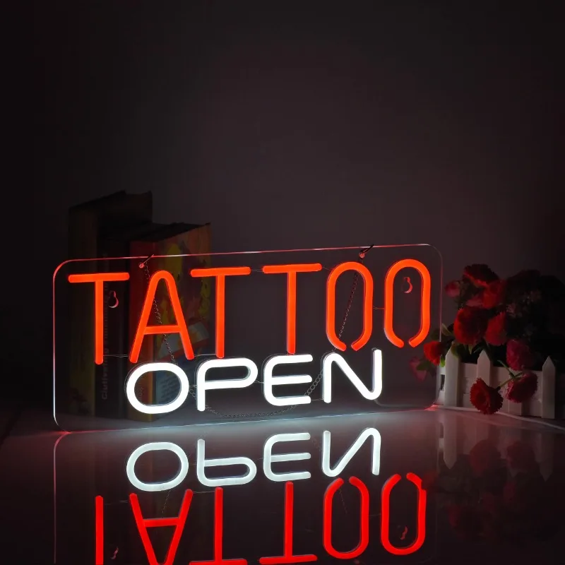 

TATTOO OPEN Neon Sign for Wall Décor with Dimmable Switch LED Neon Business Signs Light5V