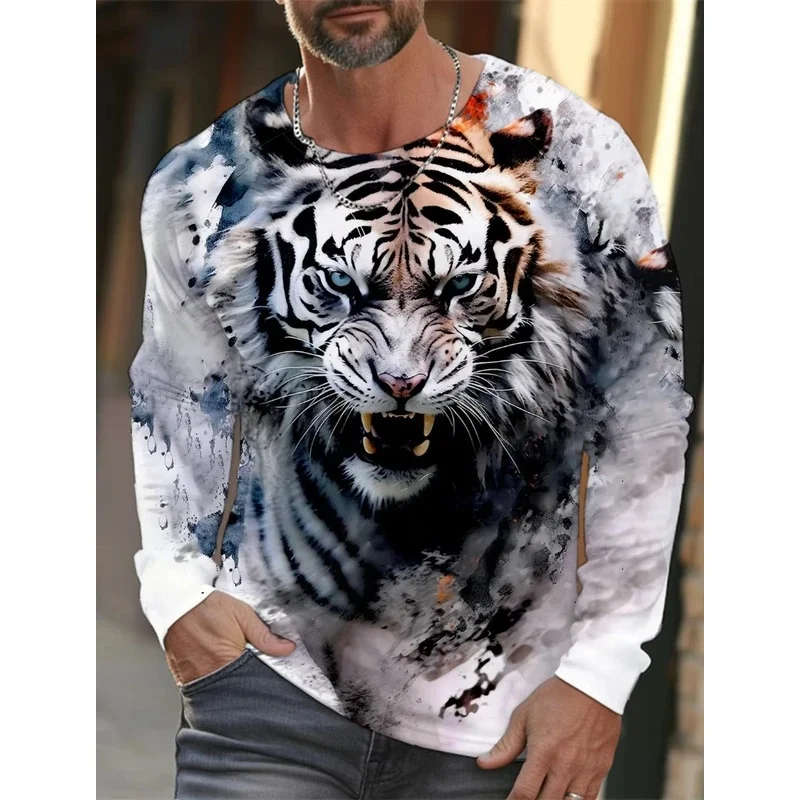 3D Print New Style Tiger Pattern Pullover Men Women Autumn Winter Men's Casual Long Sleeve Round Neck Sweatshirt Streetwear Tops