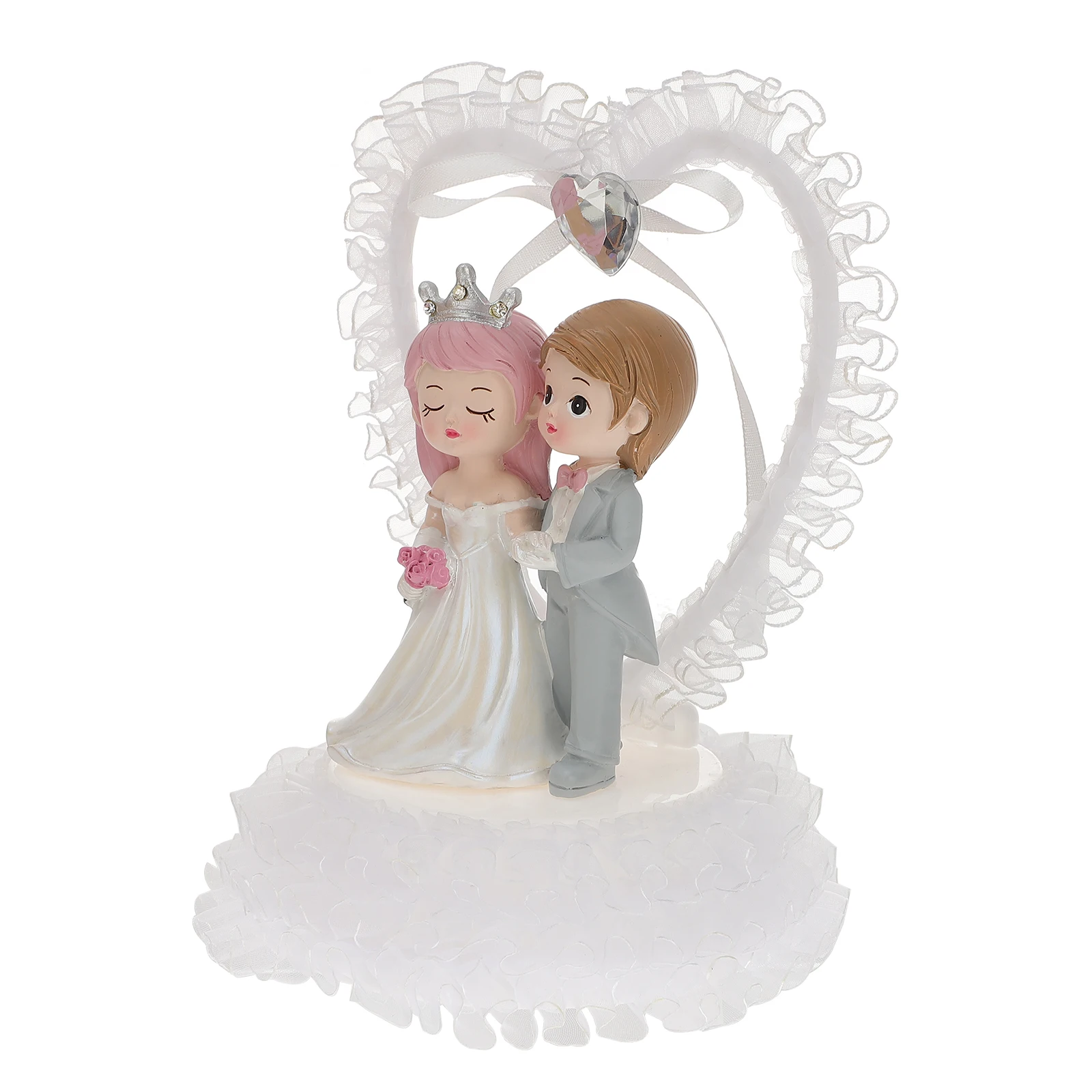 

Bride Groom Statue Resin Material Unique Shape Wedding Decor Cake Toppers Romantic Elements Easy Clean Couple Figurines