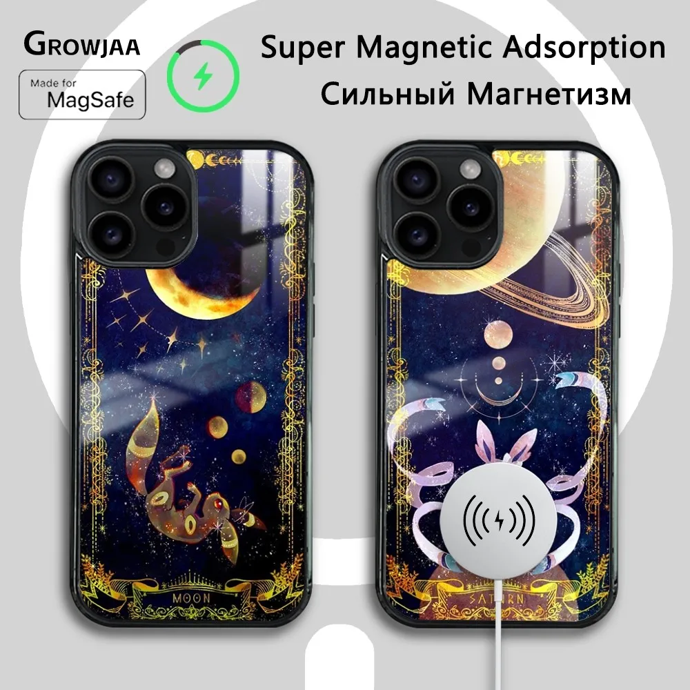 Cute Eevee Cartoon Jolteon Phone Case For iPhone 16 15 14 13 12 11 Pro Max Plus Mini Magsafe Mirror Wireless Magnetic Cover