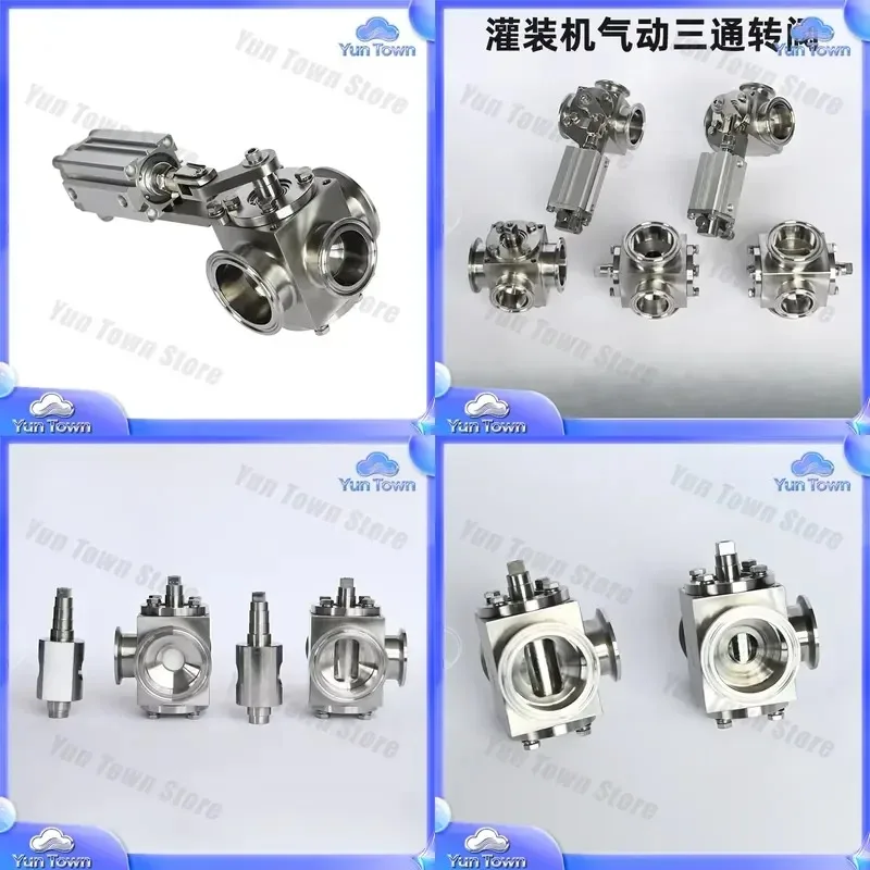 Pneumatic Three-Way Rotary Valve for Filling Machine for Food Hygiene Pneumatic Fluid Control Pipe Fitting for Industrial