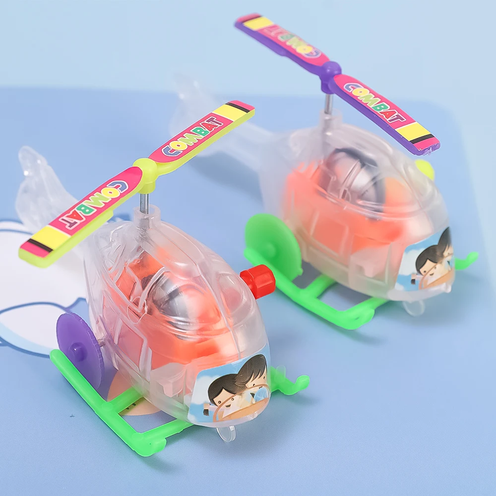 1-5pcs Wind-up Transparent Mini Plane Toys Children\'s Educational Interactive Glide with Propeller Rotating Helicopter Toy Gifts