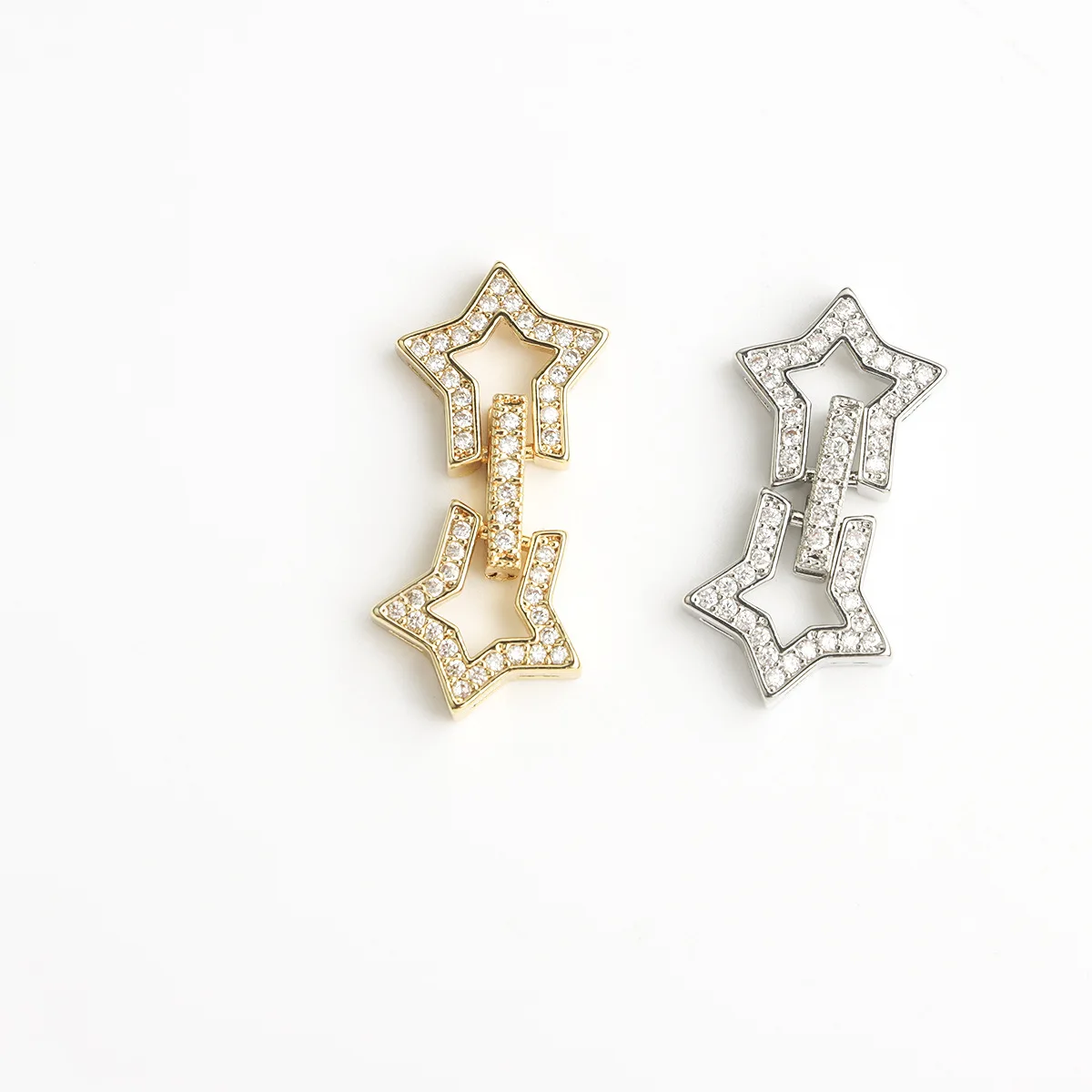 1pcs Copper Gold-plated Zirconium Star Snap-on Pearl Necklace Bracelet Connecting Buckle DIY Jewelry Making Material Accessories