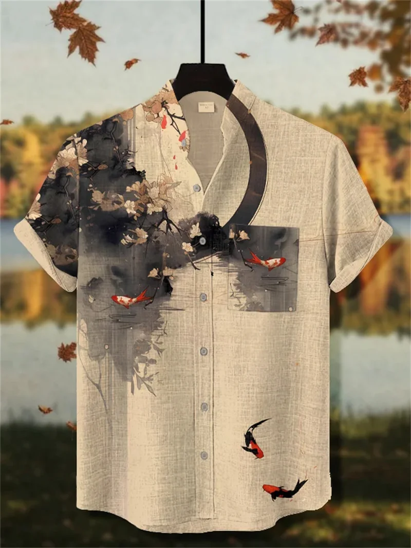 

Новая мужская рубашка с короткими рукавами и 3D принтом кота, повседневный топ в стиле ретро, облегающая рубашка, уличная повседневная гавайская рубашка, топ