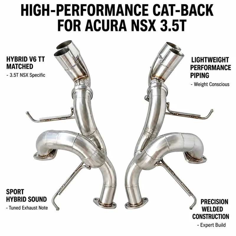 For Acura NSX NC1 3.5T JNC1 Valvetronic Cat-back Exhaust System SUS304 TIG Welded Mandrel Bent Quad Tips 2016-2022