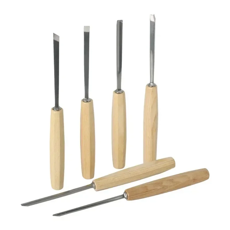 Woodworking Carving Chisel 6Pcs Kit HSS Wood Chisels Set Professional Chisels with Beech Handles Ergonomic Wood Carving Tools