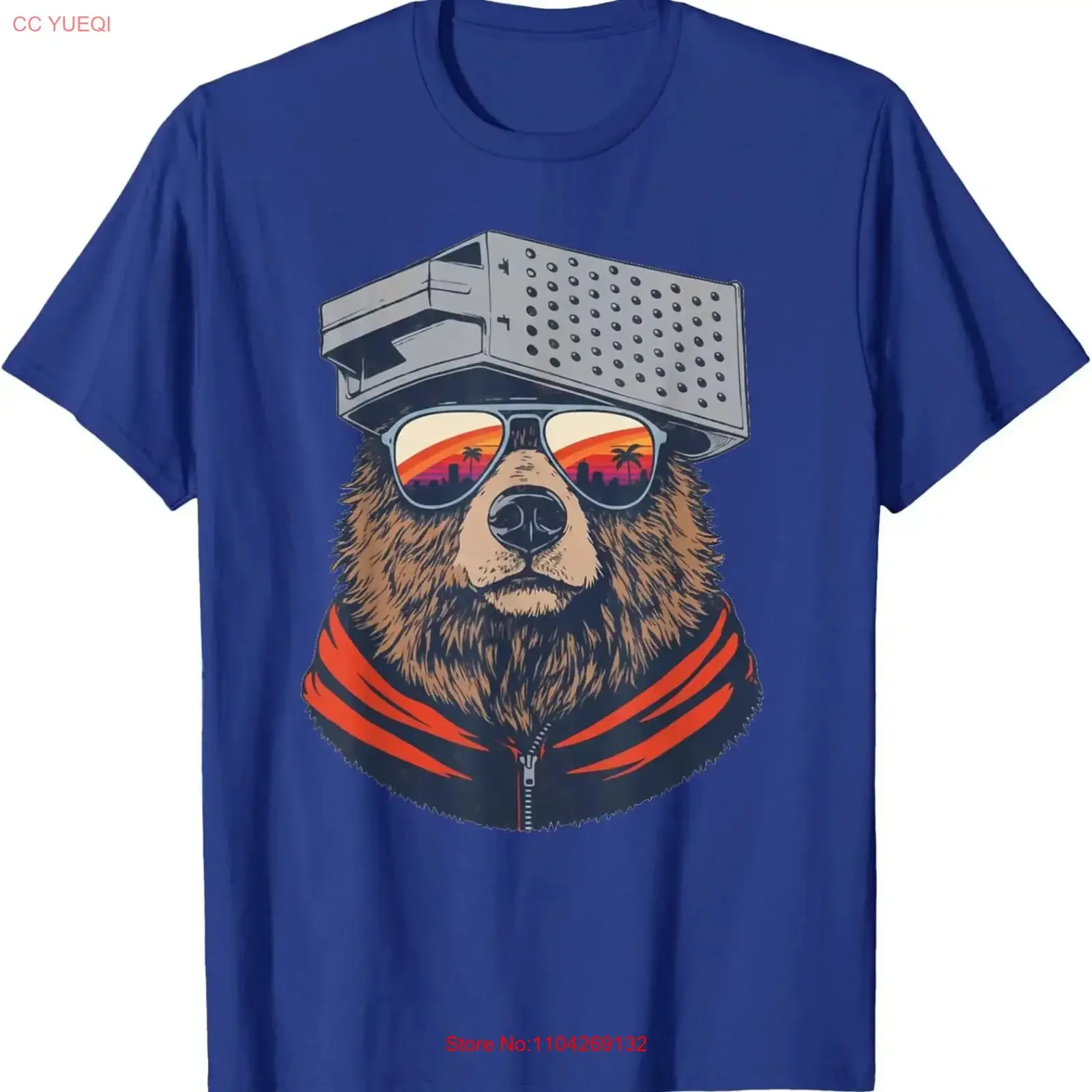 Bear with Cheese Grater Hat and Sunglasses Sunset T Shirt vintage Washed Top For Everyday Wear Stylish graphic Unisex
