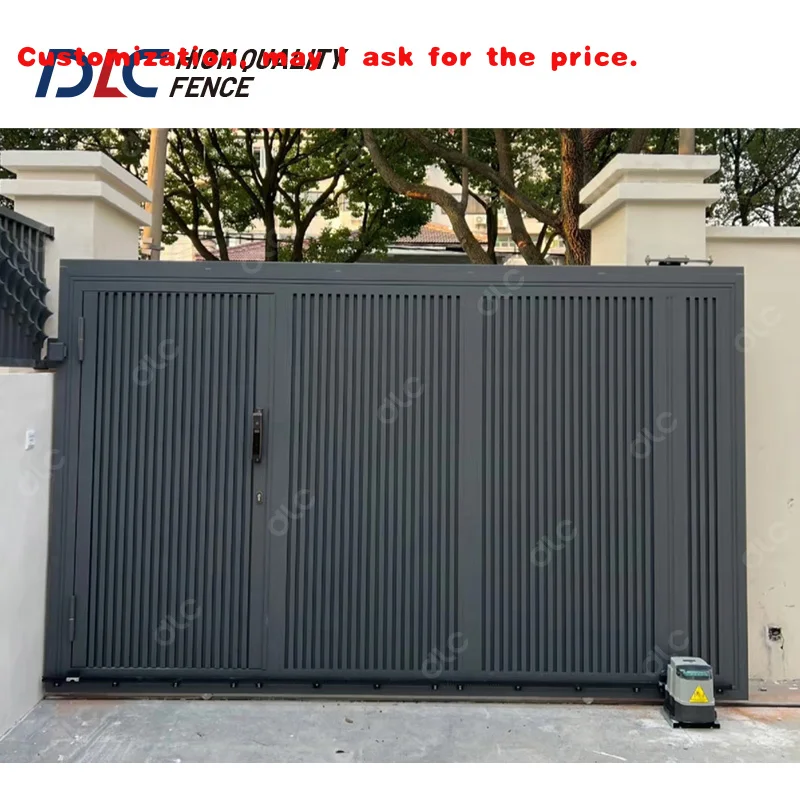 

custom.Modern Sliding Aluminum Alloy Gate Privacy Vertical Panel Courtyard Garden Entrance Fencing Trellis &