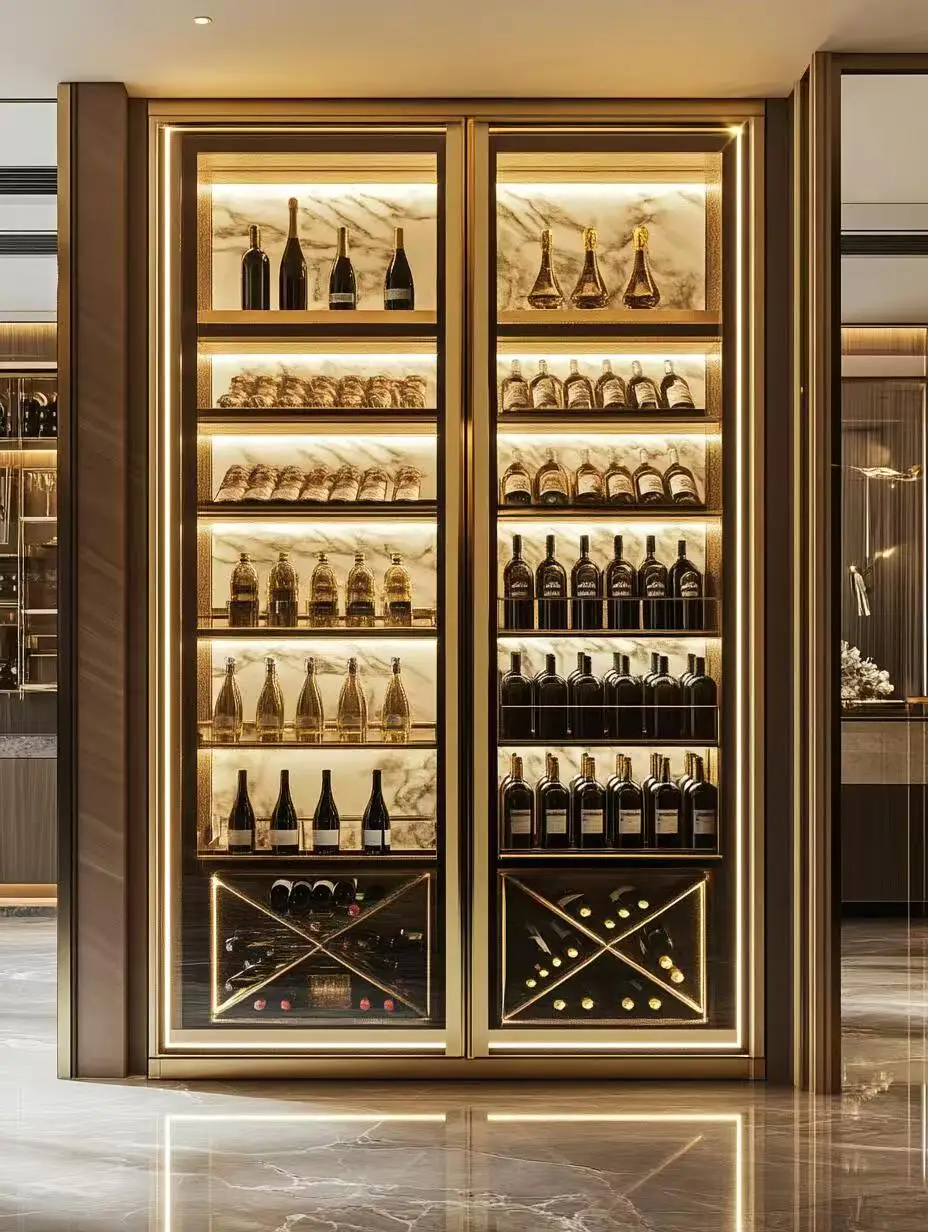 Italian Luxury Design Wine Refrigerator Cooling Cabinet Underground Wine Cellar Wine Cabinet Cigar Storage Cabinet Factory