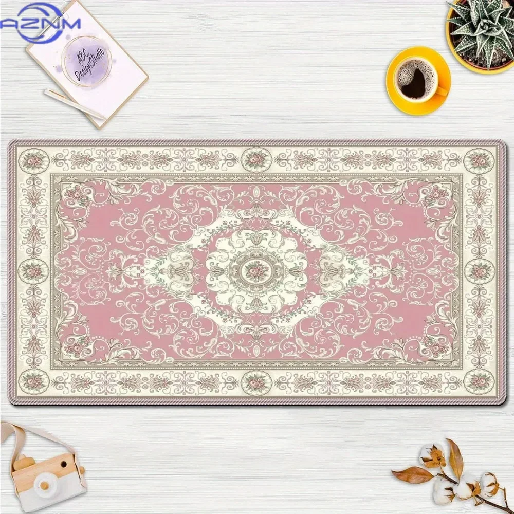 Pink Persian-style mouse pad, made of rubber, anti-slip and washable, high-quality computer game accessory