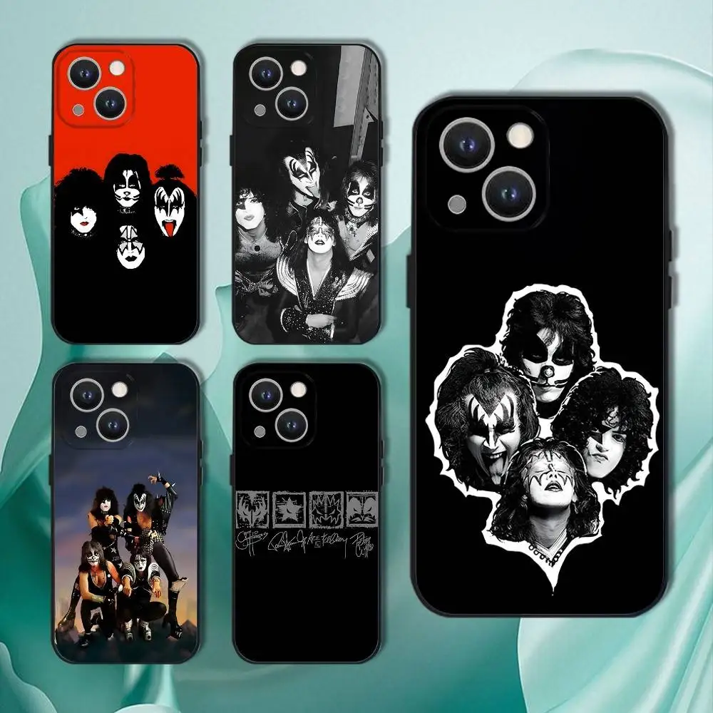 

K-Kiss Rock Band Phone Case For iPhone 17,16,15,14,13,12,11,Pro,XS,Max,XR,Plus,E,SE4,Mini Black Soft Cover