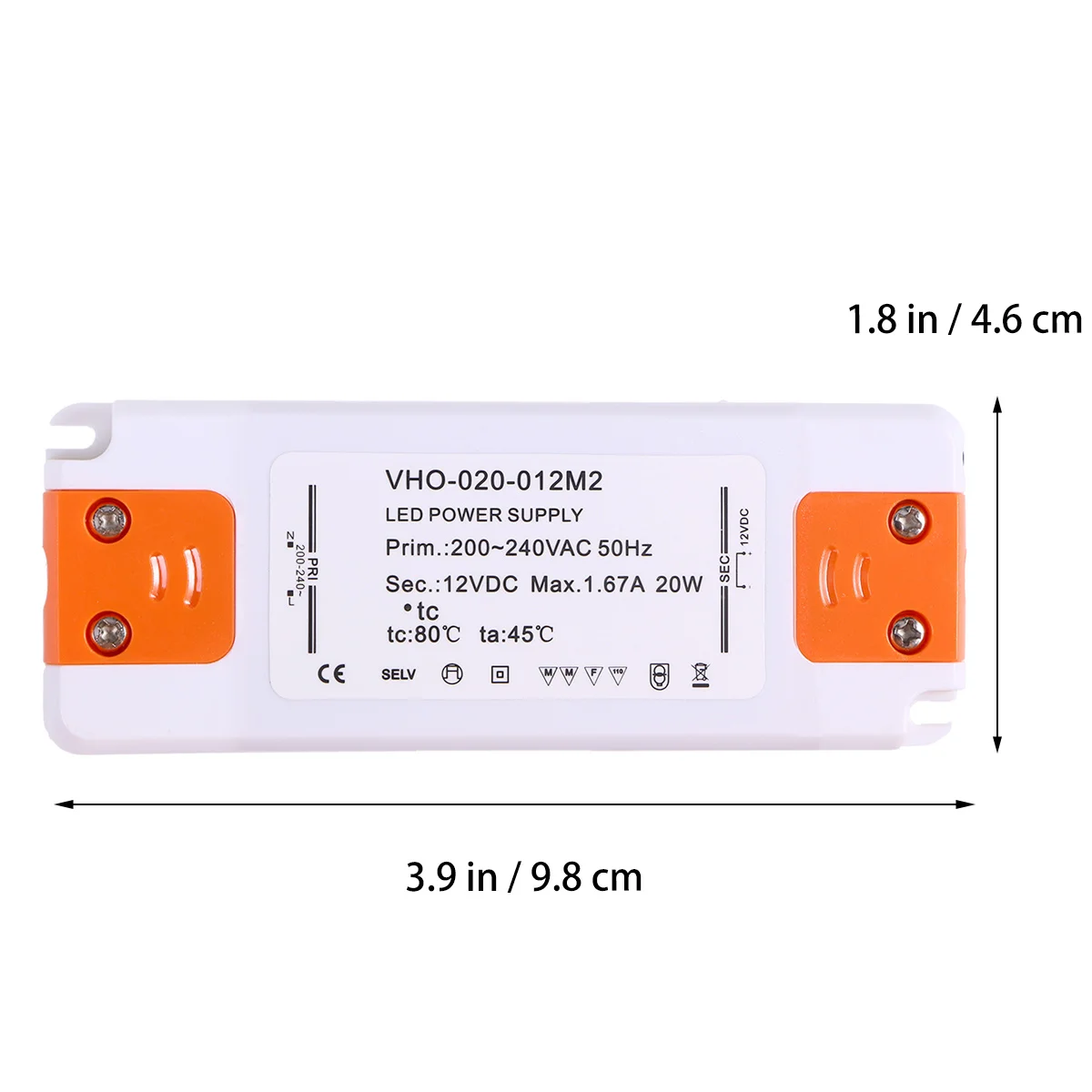 محرك LED 12 فولت 20 وات 1.67 أمبير فائق النحافة لمصباح LED مادة ممتازة آمنة ومتينة وموفرة للطاقة وحرارة منخفضة وعمر خدمة طويل