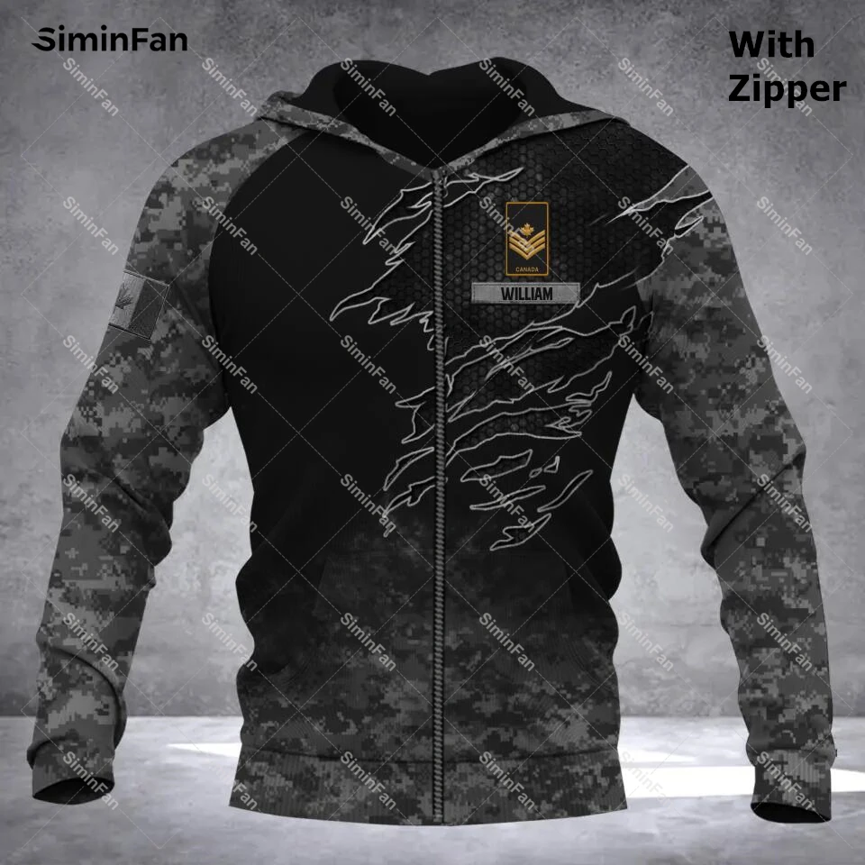 Canada SOLIDER Kỳ Cựu Cam Phối Với Tên 3D In Áo Hoodie Phối Dây Kéo Nam Chui Đầu Hoody Dây Nhảy Áo Khoác Áo Nỉ Nữ Cao