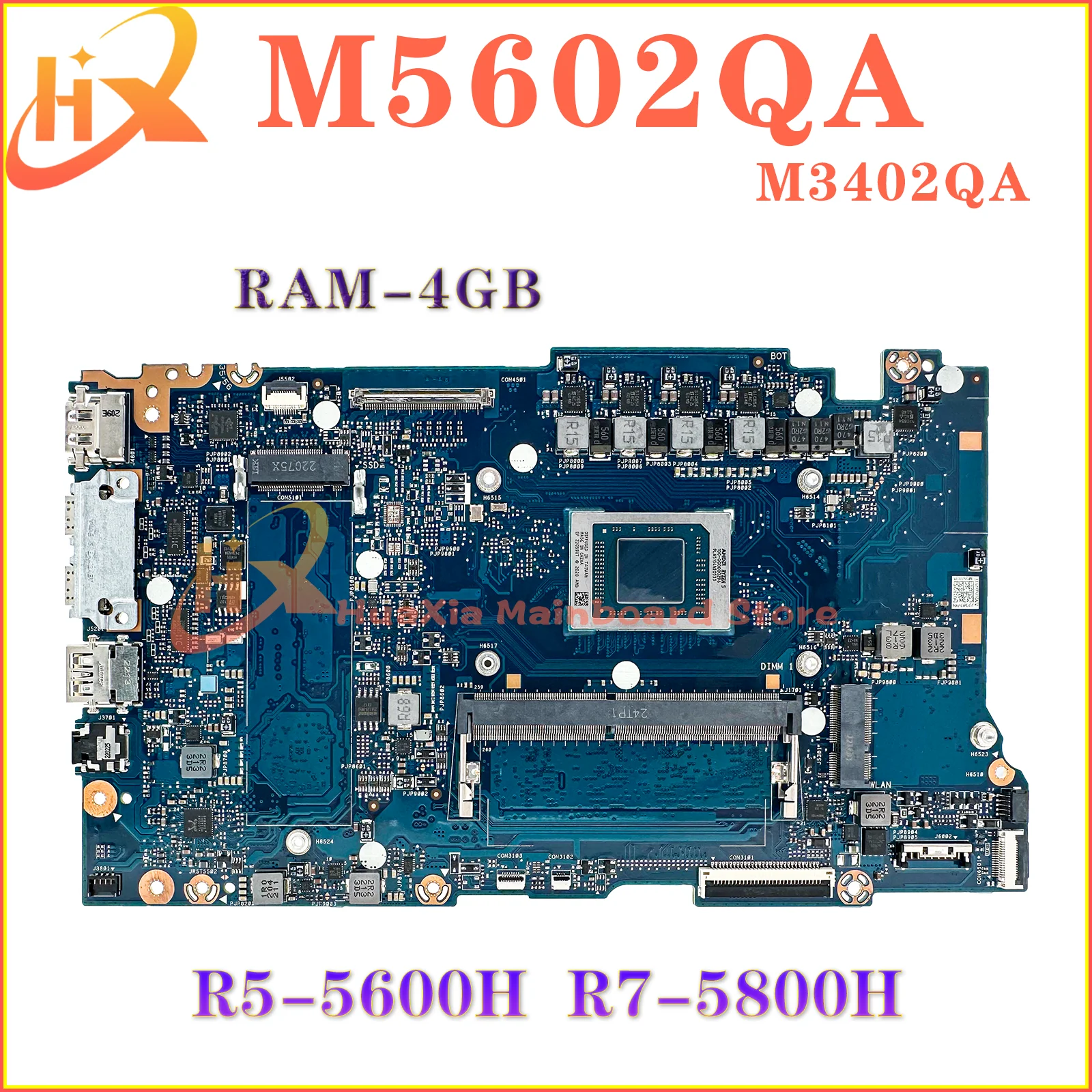 

KEFU M3402QA Mainboard For ASUS M5602QA M3402Q M5602Q Laptop Motherboard R5-5600H R7-5800H 4GB-RAM