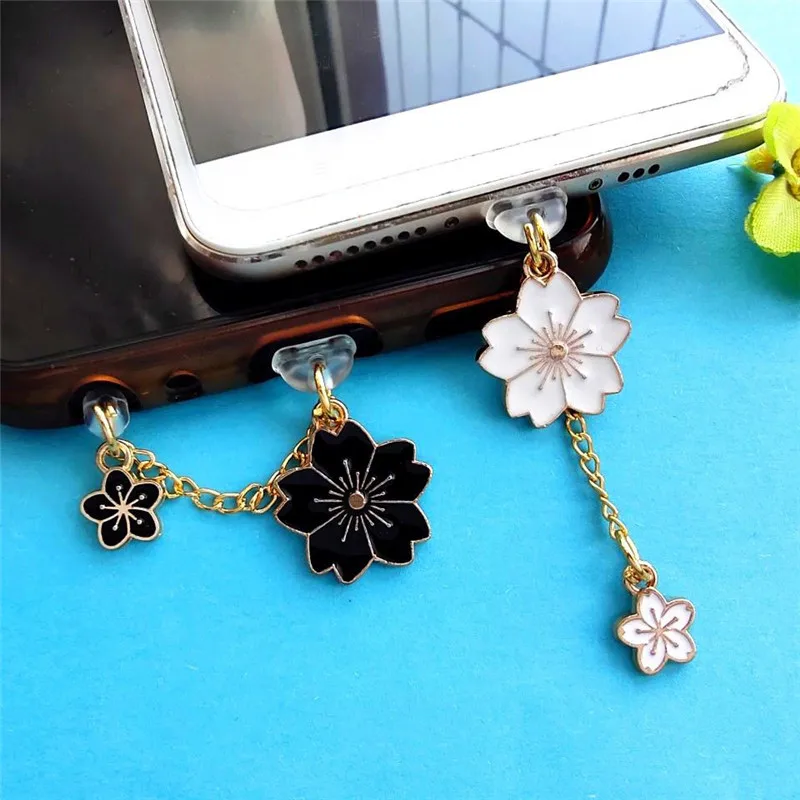 Cherry Type C Dust Plug Charm Kawaii Cute Charge Port Plug For iPhone Anti Dust Protection Cap Aux Jack Stopper Phone Pendant