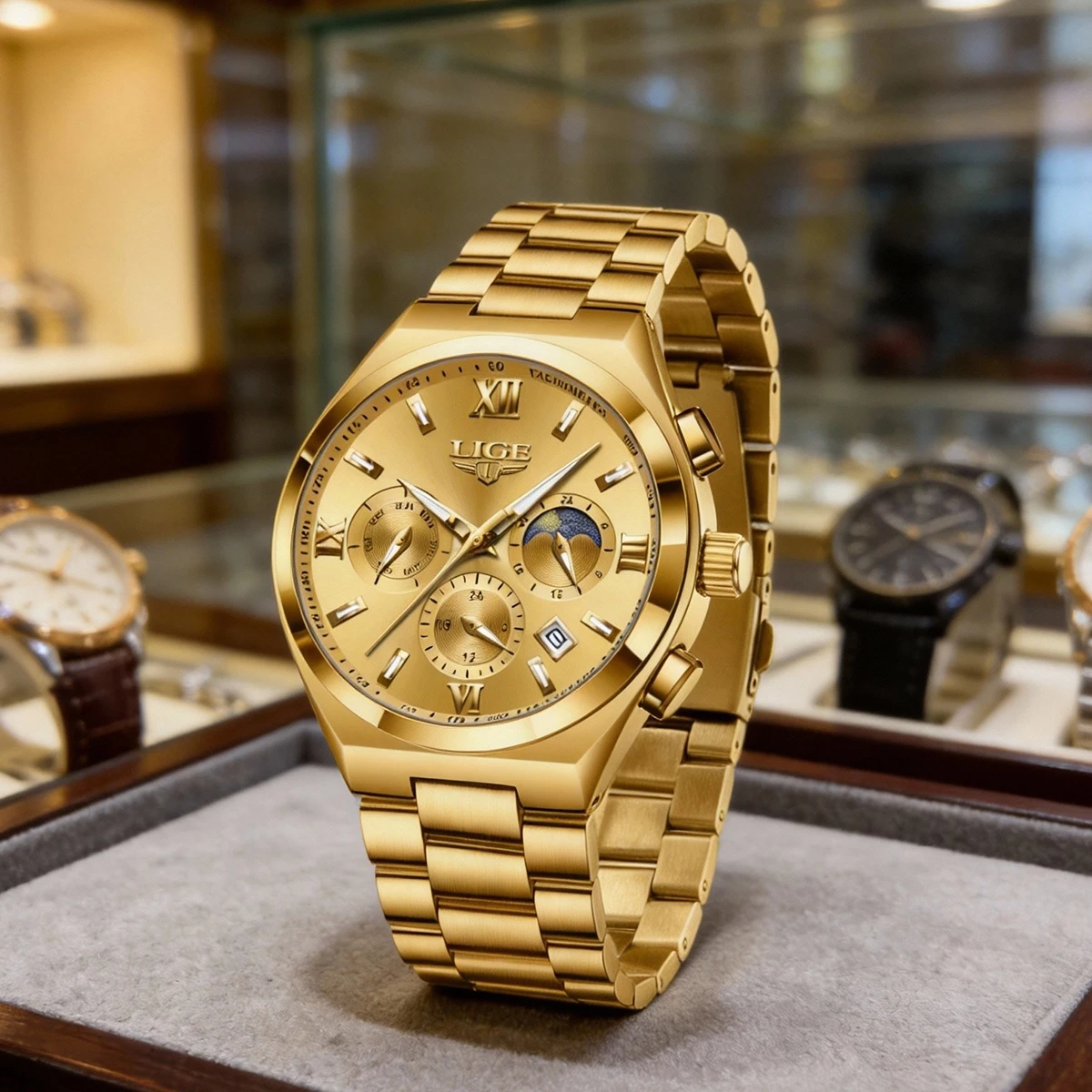 

Мужские наручные часы LIGE Luxury, хронограф, водонепроницаемые, светящиеся, из нержавеющей стали, спортивные, кварцевые, reloj hombre