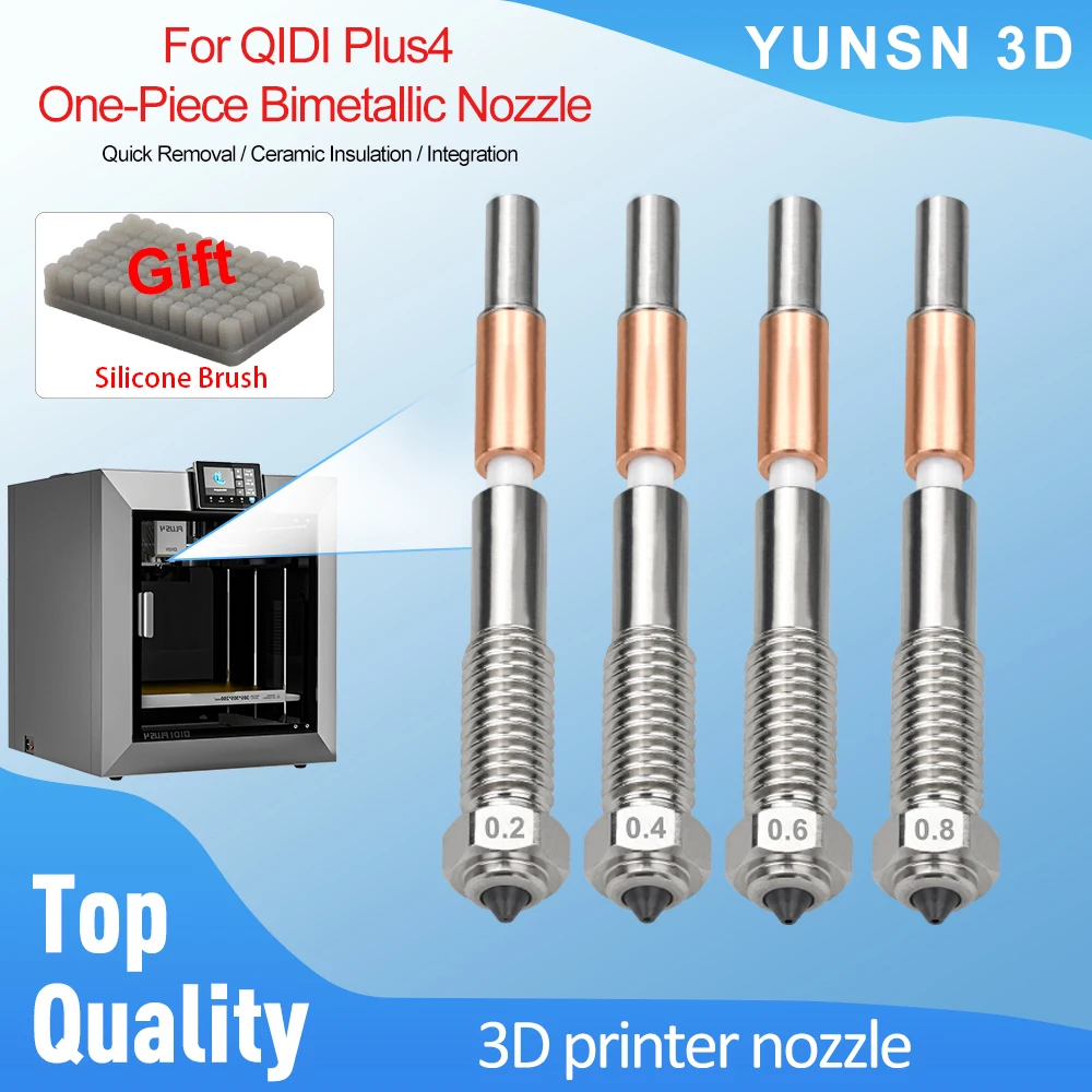 

Для QIDI Plus4 биметаллическое сопло 0,2/0,4/0,6/0,8 мм, быстрое удаление, керамическая изоляция, интеграция, сопла Hotend, детали 3D-принтера