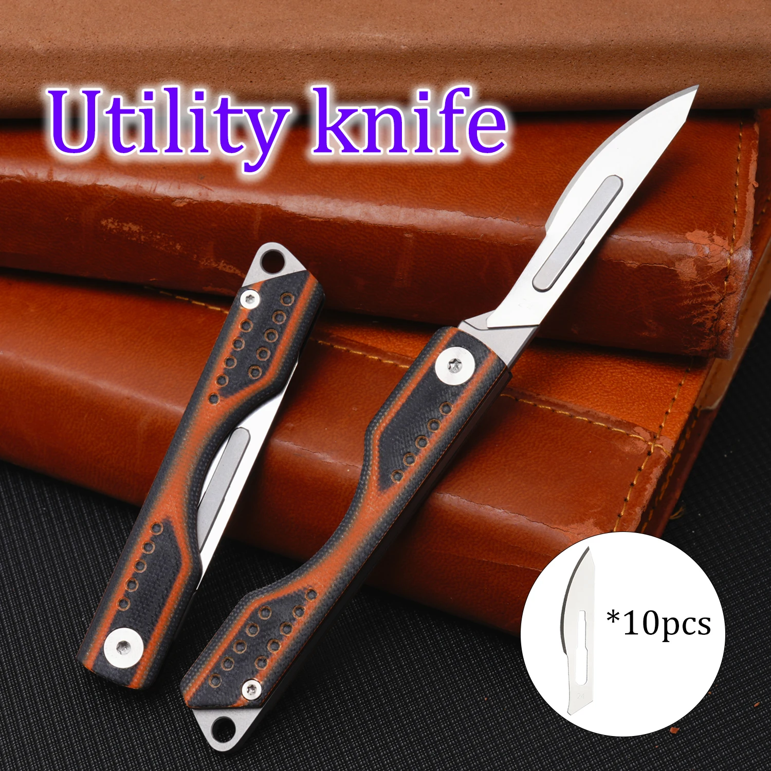 Folding Knife G10 Handle Pocket Portable Outdoor EDC Tool Cutting Rope Cut Paper Replaceable Blade With 10pcs Blades