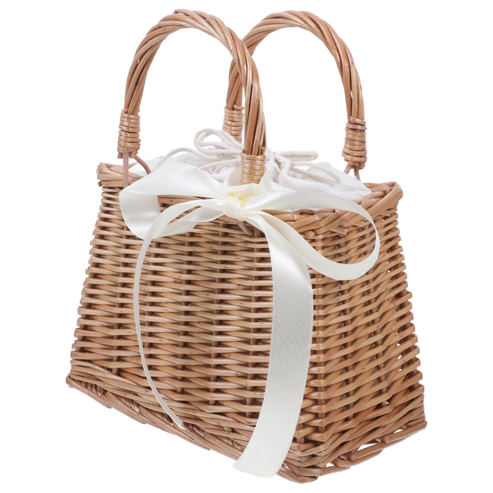 

1Pcs Rattan Woven Flower Basket Decorative Portable Storage Container Wedding Gift Banquet Organizer Flower Basket