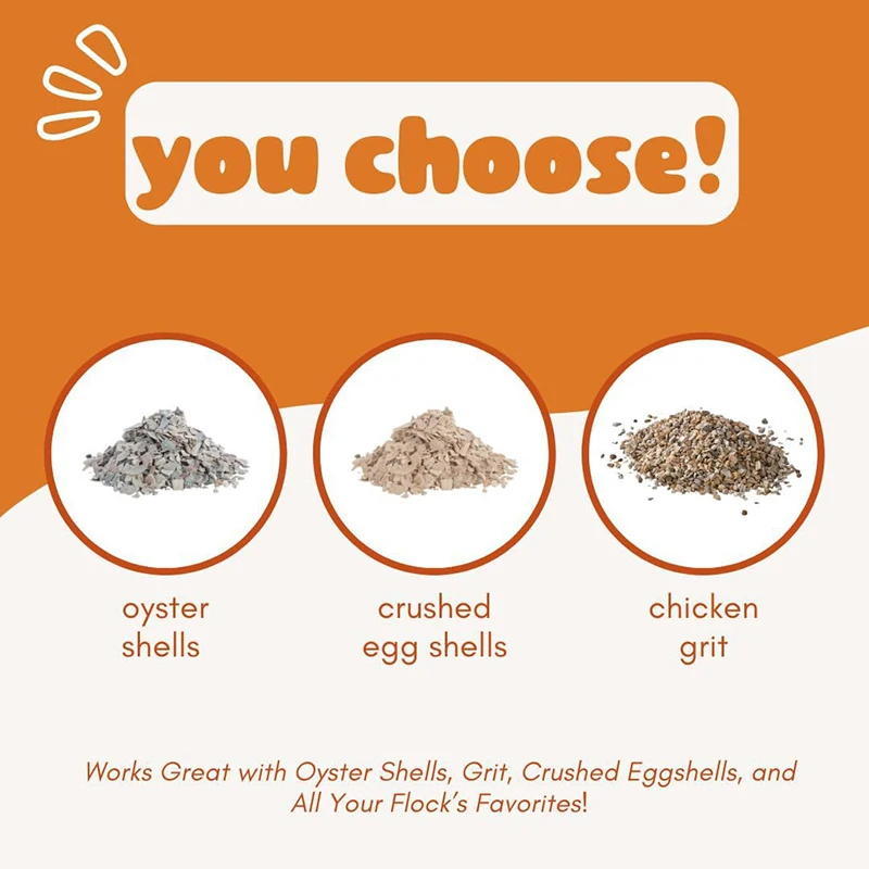 

Automatic Hanging Poultry Feeder, 2Pcs Set for Oyster Shell & Grit, Durable Farm Tool for Fence Mount, Prevents Waste