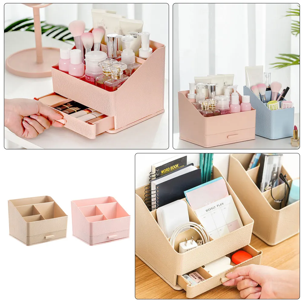 

2pcs Square Box Case Home Organizer Desktop Basket Large Capacity For Office Clothes Sundries Imitation