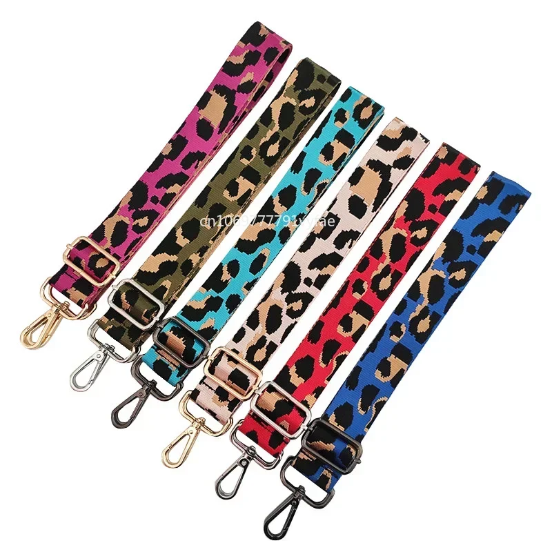 Alça de ombro colorida de nylon para mulheres, acessório de cinto largo, faixa transversal, leopardo, ajustável, fêmea, 3,8 cm