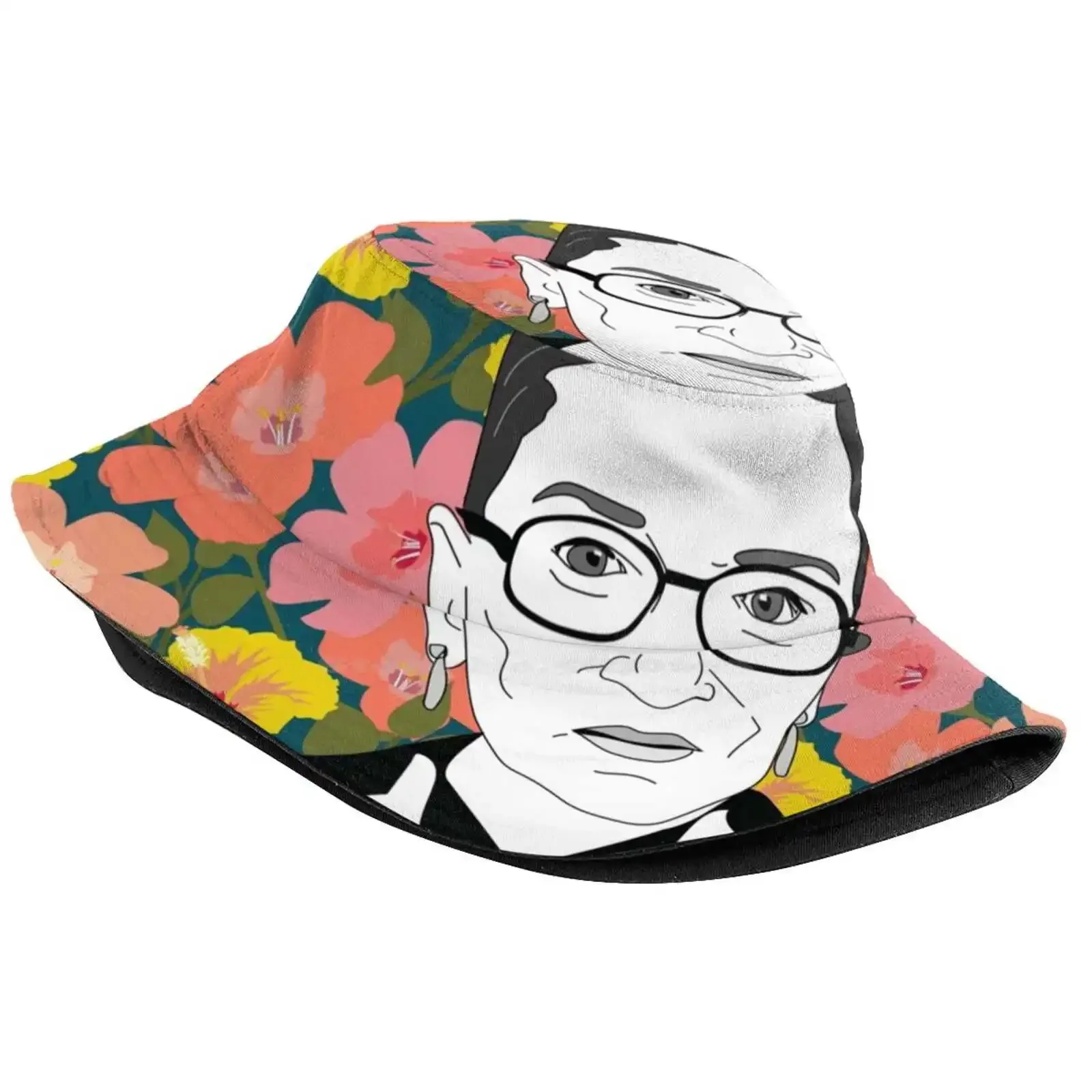 Ruth Bader Ginsburg Floral Sun Cap Fisherman Hat Bucket Hats Rbg Feminist Top Ruth Bader Ginsburg Top Rbg Top